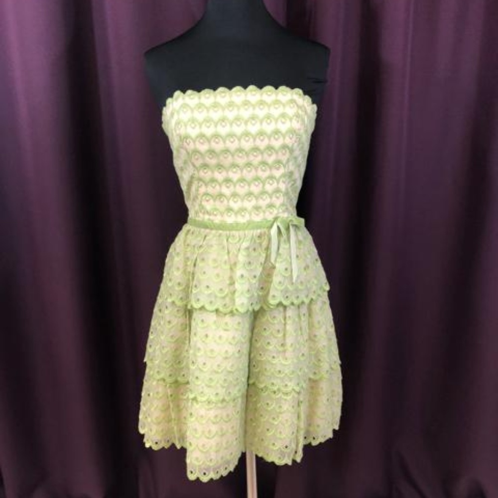 Betsey Johnson Green Strapless Dress